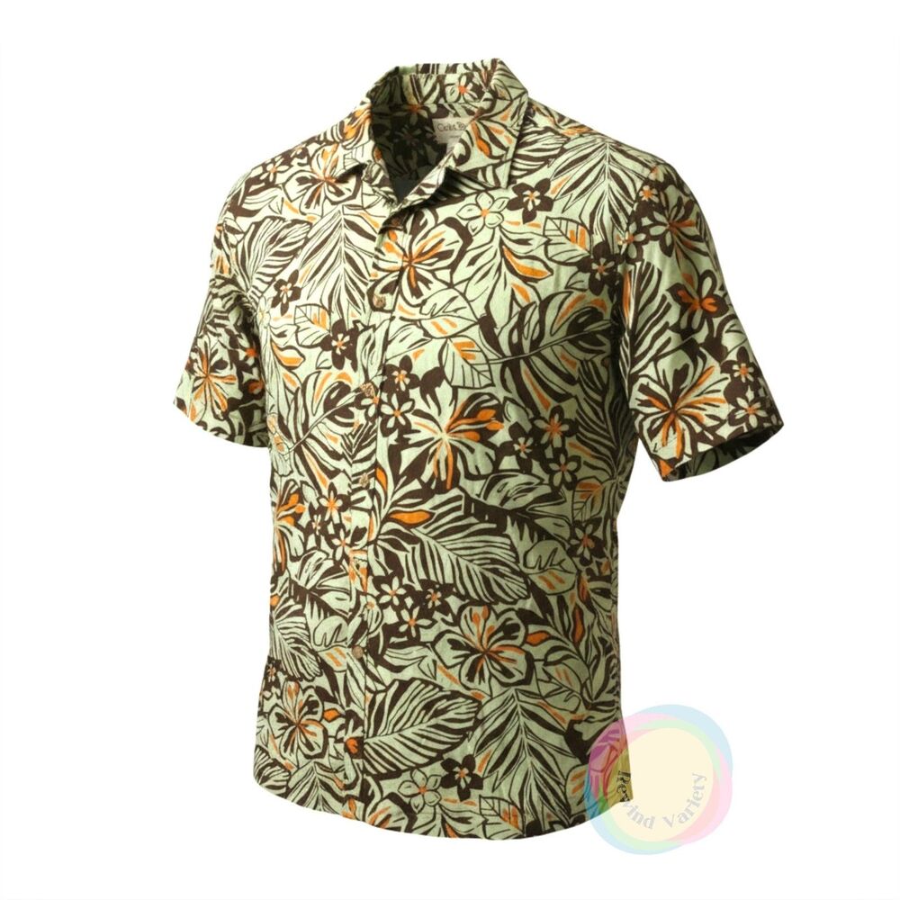 Cooke Street Pistachio Green Hawaiian Shirt Large Cotton